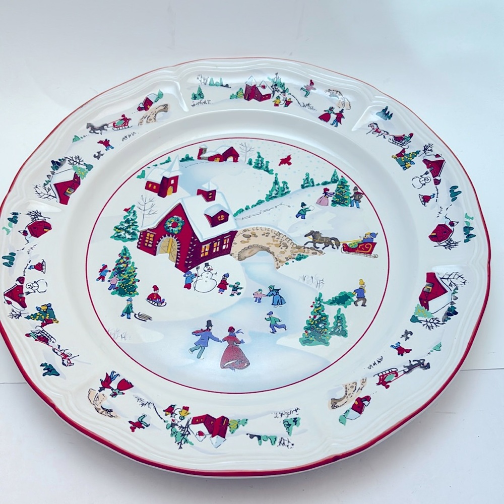 Farberware “White Christmas” Chop Plate/Round Platter 1995 12” diameter